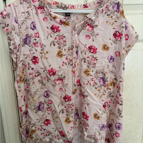 Women’s Buffalo David Bitton Pink Floral Cap Sleeve Blouse size XL - Picture 1 of 8